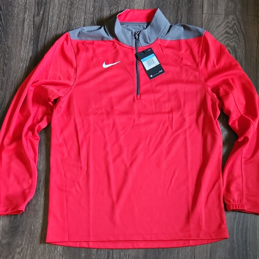Nike Red and Gray Half-Zip Top